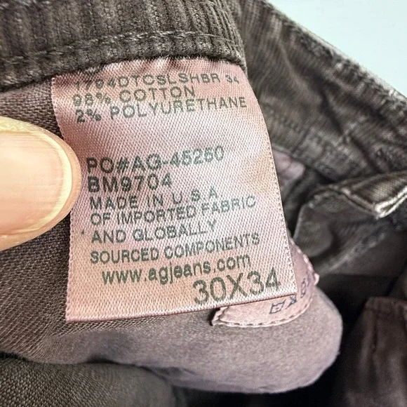 AG Adriano Goldschmied The Everett Slim Straight Corduroy Pants Brown MEN 30x34